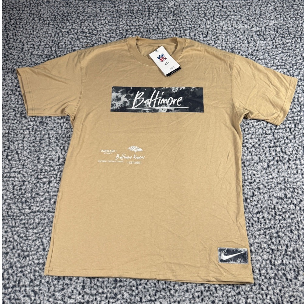 Nike Baltimore Ravens NFL Mens Tan Embroidered Graphic T Shirt Size S NWT - Picture 2 of 11